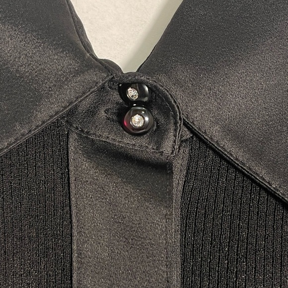 valerie separates Black Sweater With Satin Like Collar And Cuffs - Picture 3 of 12